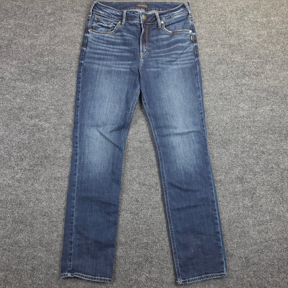 Silver Avery Straight Jeans Women's 32 L31 Denim Dark Wash Stretch High Rise